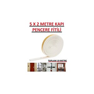 Beyaz Pencere Yalıtım Süngeri Fitili 10 Metre Yapışkanlı Pimapen Kapı Fitili Cam Bandı Sızdırmazlık Fitili