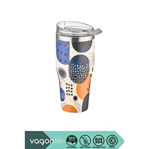 590ml Desenli Pipetli/pipetsiz Çift Kullanım Tumbler Kahve Bardağı/mug Paslanmaz Çelik Termos Rainforest