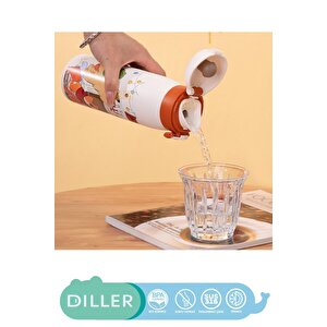Diller 500ml Yeni Koleksiyon Sevimli Hayvanlar Desenli Rahat İçim Kilitli Kapak Paslanmaz Çelik Termos Puppy Party