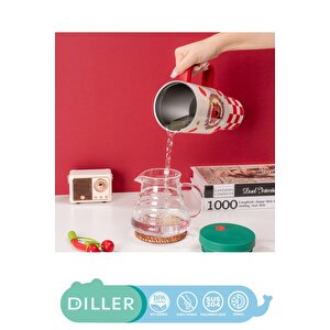 Diller 1200ml Yeni Koleksiyon Sevimli Hayvanlar Tumbler Pipetli/pipetsiz Kulplu Paslanmaz Çelik Termos Kırmızı