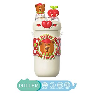 Diller 520ml Yeni Koleksiyon Sevimli Hayvanlar Süslü Pipetli/pipetsiz Boyun Askılı Paslanmaz Çelik Termos Diller Bear