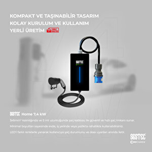 Home 7,4kw 5metre Kablolu Elektrikli Araç şarj cihazı