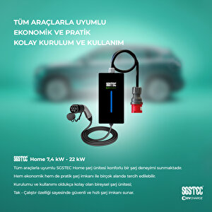 Home 22kW 10Metre Kablolu Elektrikli Araç Şarj Cihazı