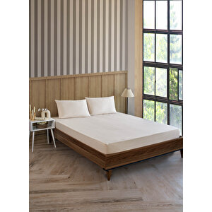 Pamuklu Çizgili Saten Çift Kişilik Lastikli Çarşaf Seti 160x200 Cm 2 Adet Yastık Kılıfı 50x70 Cm