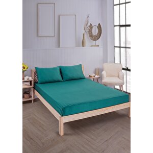 Pamuklu Çizgili Saten Tek Kişilik Lastikli Çarşaf Seti 100x200cm30 Cm 1 Adet Yastık Kılıfı 50x70