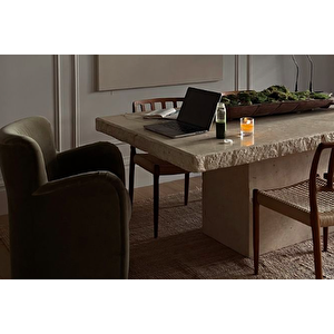 Patdakor-traverten Mermer Küp Ayak Yemek Masası