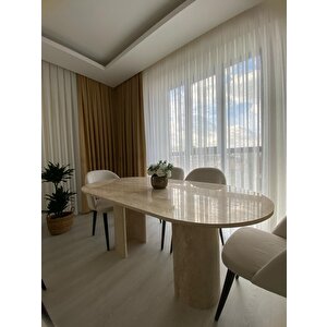 Aurora-traverten Mermer Yarım Ay Ayaklı Yemek Masası