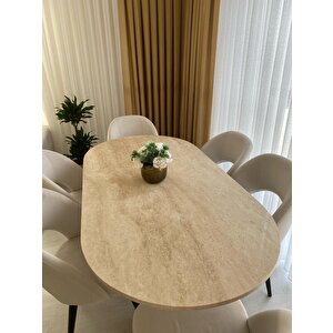 Aurora-traverten Mermer Yarım Ay Ayaklı Yemek Masası