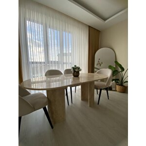 Aurora-traverten Mermer Yarım Ay Ayaklı Yemek Masası