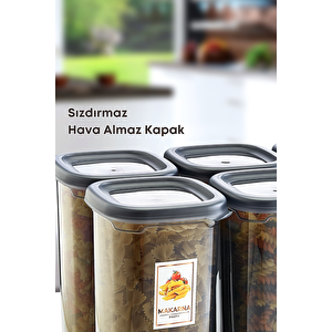 6 Adet Kare Bianca Sızdırmaz Hava Almaz Etiket Hediyeli Kuru Erzak Bakliyat Saklama Kabı 1750 Ml