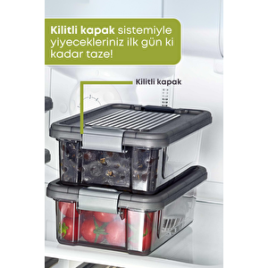 4 Adet Kilitli Erzak Saklama Kabı Buzdolabı Düzenleyici 6 Lt.-dipfriz