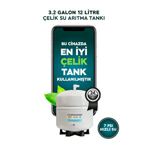 12 Litre Çelik Tanklı 15 Aşama Multi Mineralli 80 Gpd Su Arıtma Cihazı Hmaxb4512