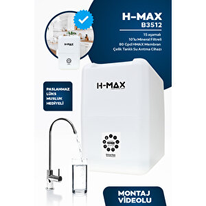8 Litre Çelik Tanklı 15 Aşama Multi Mineralli 80 Gpd Su Arıtma Cihazı Hmaxb3512