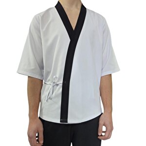 Formteks Sushi Şef Kimono Ceketi  Beyaz Siyah 2XL