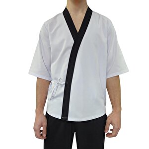 Formteks Sushi Şef Kimono Ceketi  Beyaz Siyah 2XL