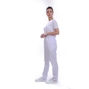 Formteks Bayan Alpaka Aşçı Pijama  Beyaz 2XL