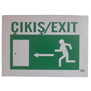 Ergündoğdu 183 Çıkış (sola Ok) Pvc Uyarı Levhası 25 X 35 Cm