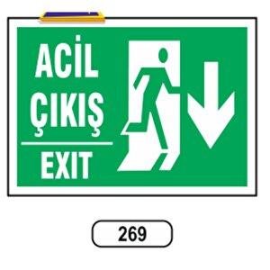 Ergündoğdu 269 Çıkış (aşağı Ok) Pvc Uyarı Levhası 25 X 35 Cm