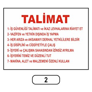 Ergündoğdu 2 Tali̇mat Pvc Uyarı Levhası 25 X 35 Cm