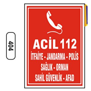 Ergündoğdu 404 Aci̇l Durum Telefonları Pvc Uyarı Levhası 25 X 35 Cm