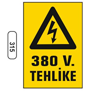 Ergündoğdu 315 380 V. Tehli̇ke Pvc Uyarı Levhası 25 X 35 Cm