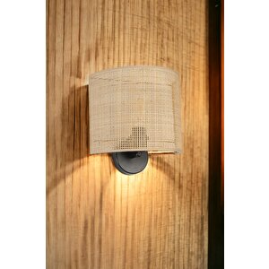 Yeni̇ Örgülü Pi̇lli̇ Rattan Abajurlu Oval Apli̇k