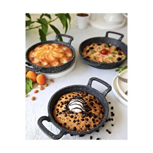3 Lü Granit Döküm Sahan Tava Seti - Yanmaz Yapışmaz 16/18/20 Cm 3 Boy