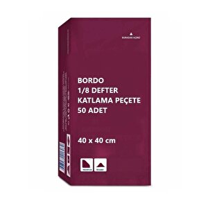 40x40 Cm 1/8 Defter Katlama Servis Peçetesi 50 Adet Bordo