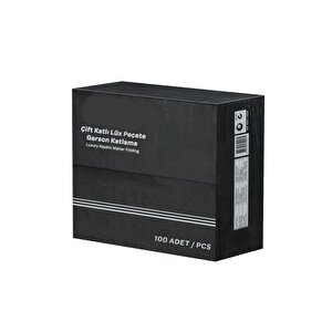 Only 33x33 Cm 1/8 Garson Katlı Servis Peçetesi 100 Adet Siyah