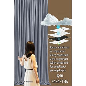 Taç Mardin Blackout Karatma Perde Gri