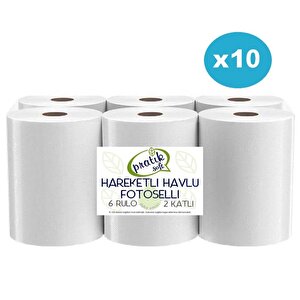 10 Koli 21cm Fotoselli Hareketli Kağıt Havlu 60 Rulo