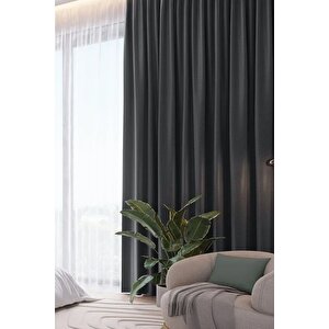 Mardin Blackout Karatma Perde Antrasit 160x220 cm