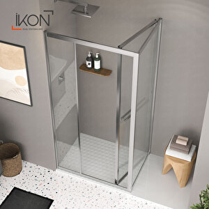 Enzo | Dikdörtgen Krom, Şeffaf Cam, İçe Katlanır Kapılı Duşakabin 100x140 cm