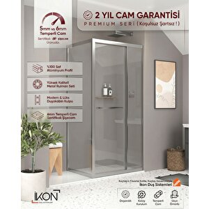 Enzo | Dikdörtgen Krom, Şeffaf Cam, İçe Katlanır Kapılı Duşakabin 90x130 cm