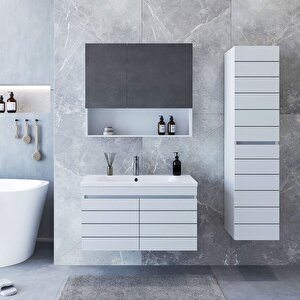 Home Asya 80 Cm Mdf Banyo Dolabı Seti + Boy Dolabı Beyaz 80 cm