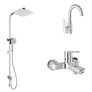 Mare Banyo+döner Lavabo Ve Rain Square Push Button Duş Bari