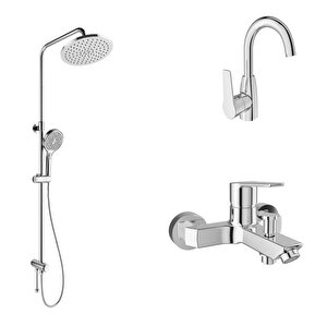 Mare Banyo+döner Lavabo Ve  Rain Round Push Button Duş Bari