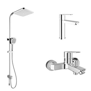 Mare Banyo+lavabo Bataryasi Ve Rain Square Push Button Duş Bari