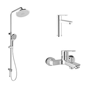 Mare Banyo+lavabo Bataryasi Ve Rain Round Push Button Duş Bari