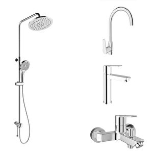 Mare Banyo +lavabo+mutfak Bataryasi Ve Rain Round Push Button Duş Bari