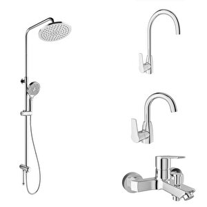 Mare Banyo+döner Lavabo+mutfak Bataryasi Ve Rain Round Push Button Duş Bari