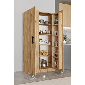 Ae-3035 Vezir Çam Kiler, Erzak Dolabı, Çok Amaçlı Mutfak Dolabı, Banyo,2 Kapaklı, Raflı, Tekerli