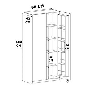 Ae-3035 Vezir Çam Kiler, Erzak Dolabı, Çok Amaçlı Mutfak Dolabı, Banyo,2 Kapaklı, Raflı, Tekerli