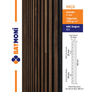 Baymoni Akustik Duvar Paneli (Hareli Ceviz)