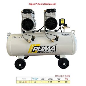 100 Li̇tre Yağsiz Ses Desi̇beli̇ Düşük Kompresör (3 Hp)