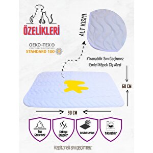 Kapitoneli Yıkanabilir Sıvı Geçirmez Emici Köpek Kedi Çiş Alezi 60x90 Cm