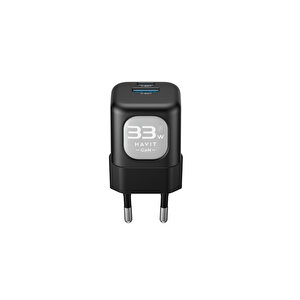 Havit Uc230 33w Gan Teknoloji Hızlı Şarj Adaptörü - Type-c Ve Usb