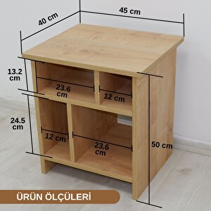 Furniqo Km-2 Çok Amaçlı Komodin, Yan Sehpa, Safir Meşe
