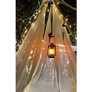 Lw-41 Koyu Ahşap Nostaljik Retro Şarjlı Led Gaz Lambası Görünümlü Gece Lambası