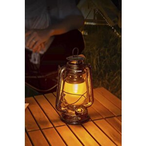 Lw-41 Koyu Ahşap Nostaljik Retro Şarjlı Led Gaz Lambası Görünümlü Gece Lambası